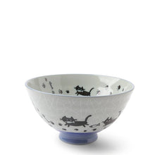 Load image into Gallery viewer, Ceramic Grey Crackle Cats Rice Bowl (Japan)