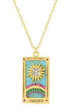Load image into Gallery viewer, Tarot Card Necklace | Sun | 14K Gold/stainless steel | Christine Jehlickova (ONT)