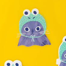 Load image into Gallery viewer, Frog Hat Cat Clear Sticker | Bromstad Printing Co. (VA)