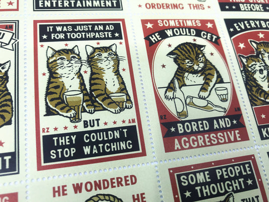 Portland Stamp Company Artist Series | Ravi Zupa & Arna Miller | Drunk Cats