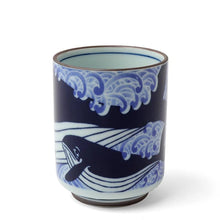 Load image into Gallery viewer, Ceramic Blue Whale Waves Teacup | Japan