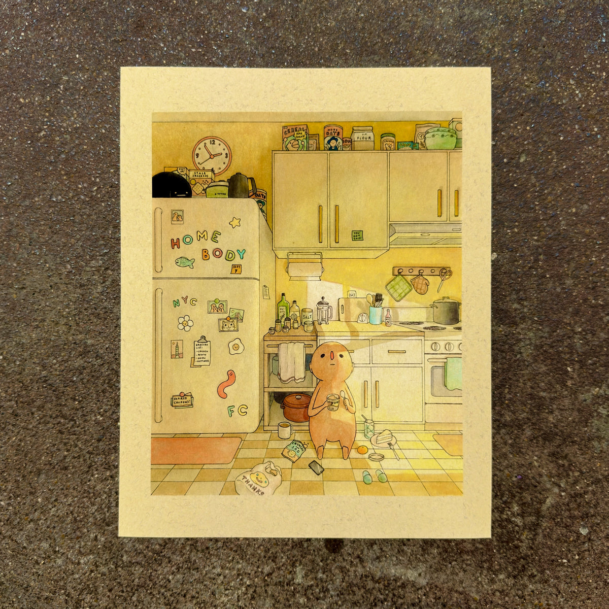 Homebody art print by Felicia Chiao – shown on display
