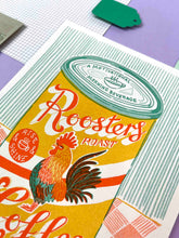 Load image into Gallery viewer, A5 Rooster's Roast Coffee tin Print | Jacqueline Colley (UK)