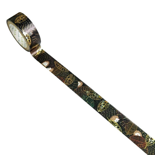 Hedgehog and Leaves Washi Tape | Gold Embossed | Shinzi Katoh (Japan)