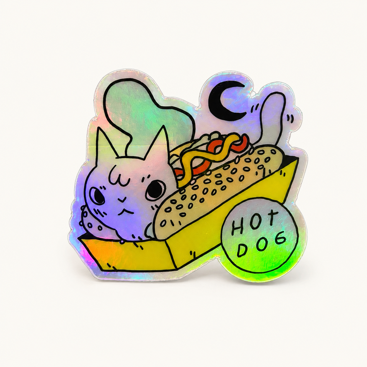 Hot Dog Cat Vinyl Sticker | Deth P. Sun (CA)