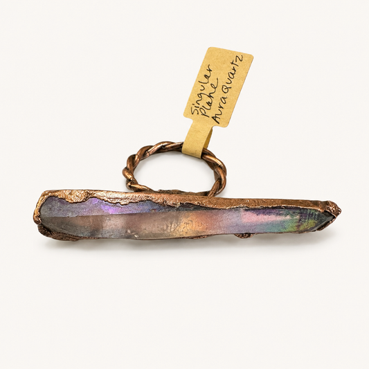 Singular Plane Aura Quartz Copper Ring, Size 9 | Shamsy Roomiani (Tx)