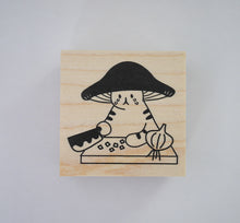 Load image into Gallery viewer, Mushroom Cat chopping onions Stamp | 4Legs (Japan)