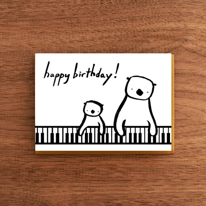 Otters at Piano Letterpress Birthday Card | Fomato (CA)