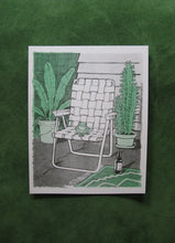 Load image into Gallery viewer, Patio Frog Risograph Print | Sarah Welch (TX)