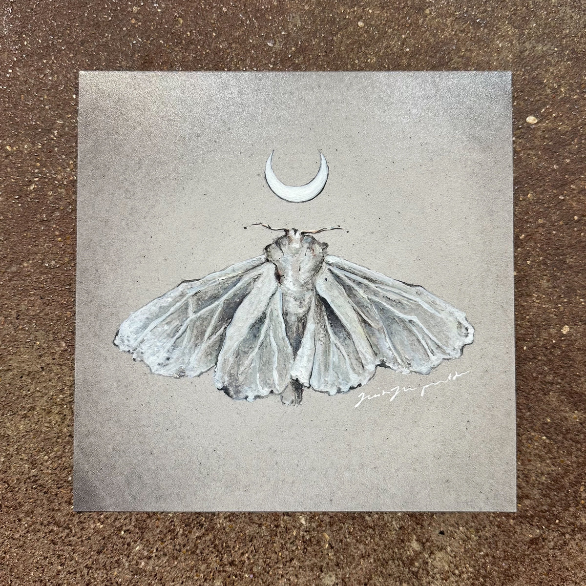 The White Moth art print by Trisha Thompson Adams on display in the We Are 1976 shop in Dallas