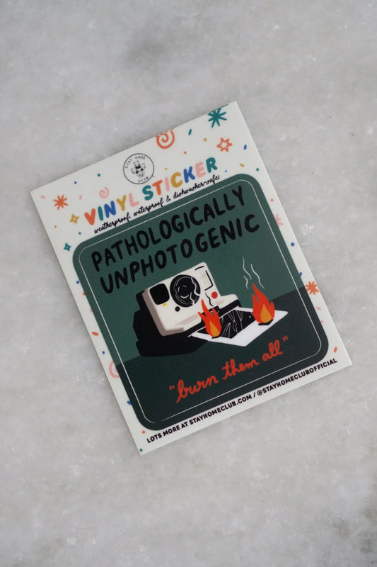 Pathologically Unphotogenic Vinyl Sticker | Olivia Mew