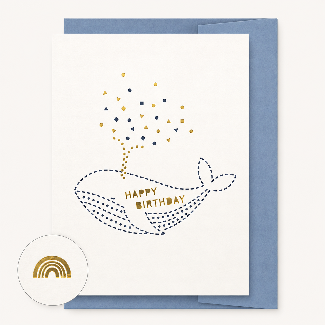 Happy Birthday Whale Gold Foil Letterpress Card | Matoka (Japan)