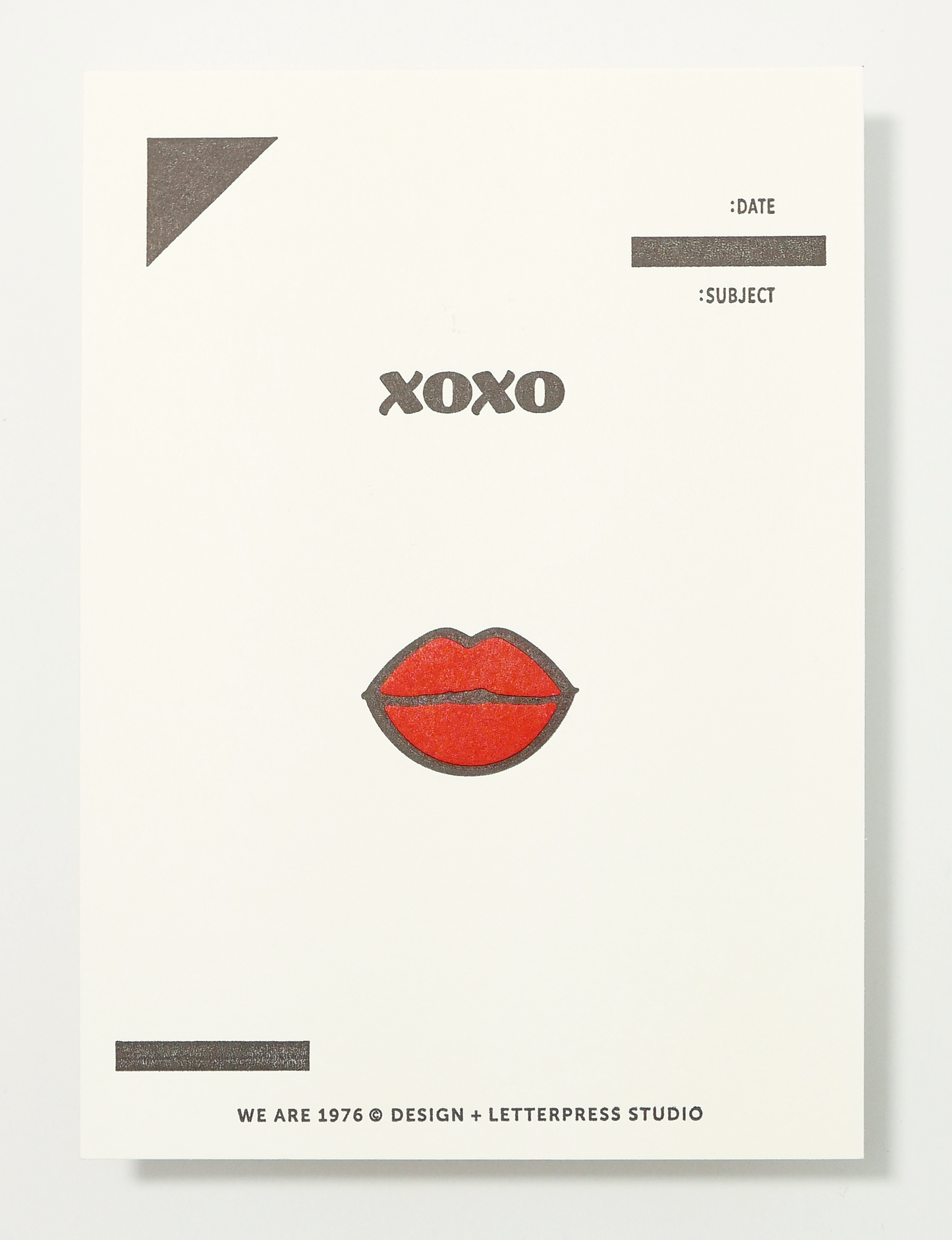 Hug Kiss Hug Kiss Letterpress Notecard
