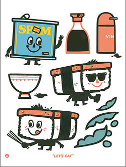 Let’s Eat Musubi Screenprint | The Little Friends of Printmaking (CA)