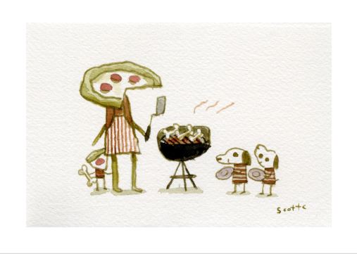Grillin Pizza Head | Scott Campbell | 5x7
