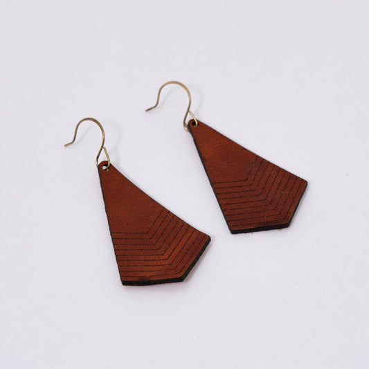 Handmade Leather Chevron Earrings