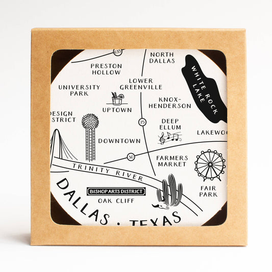 Dallas Neighborhoods Map Coaster Set | Onderkast Studio (TX)
