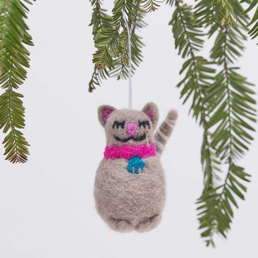 Cat Tan Wool Felt Ornament