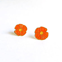 Load image into Gallery viewer, 18k Gold Poppy Enamel Earrings | Jenny Lemons (CA)