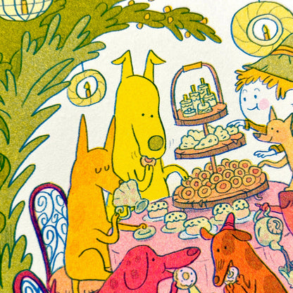 Doggy Tea Party Risograph Print | Natalie Andrewson (CA)