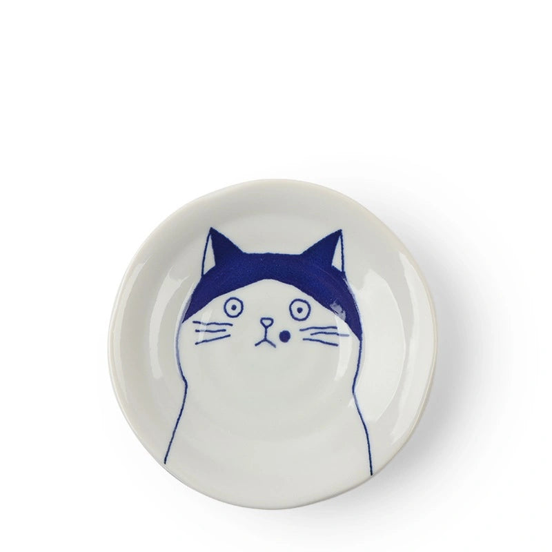 Ceramic Cat Face Plate Set (Japan)