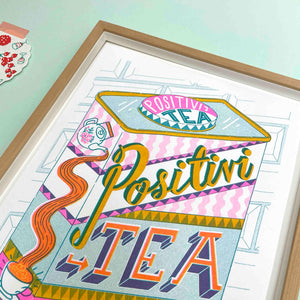 Positivity Tea Caddy A4 Risograph Print | Jacqueline Colley (UK)