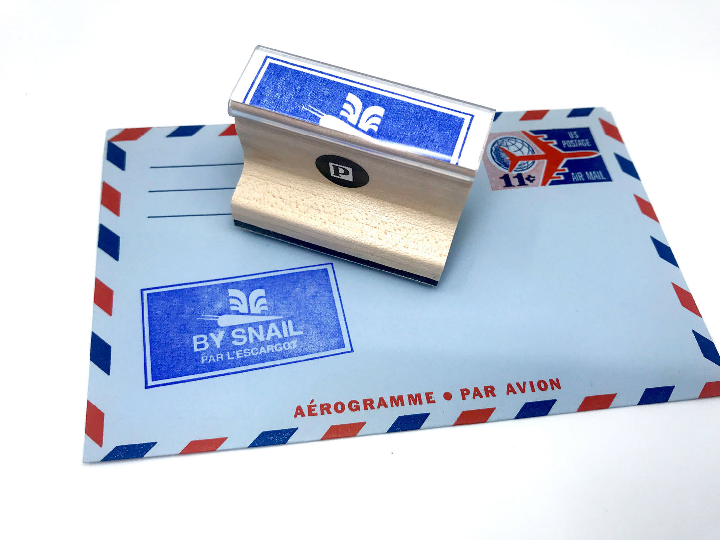 By Snail Wooden Handle Rubber Stamp | Portland Stamp Company (OR)