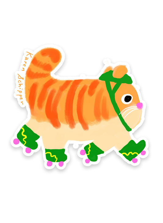 Roller Skate Cat Sticker | Karen Schipper (SC)