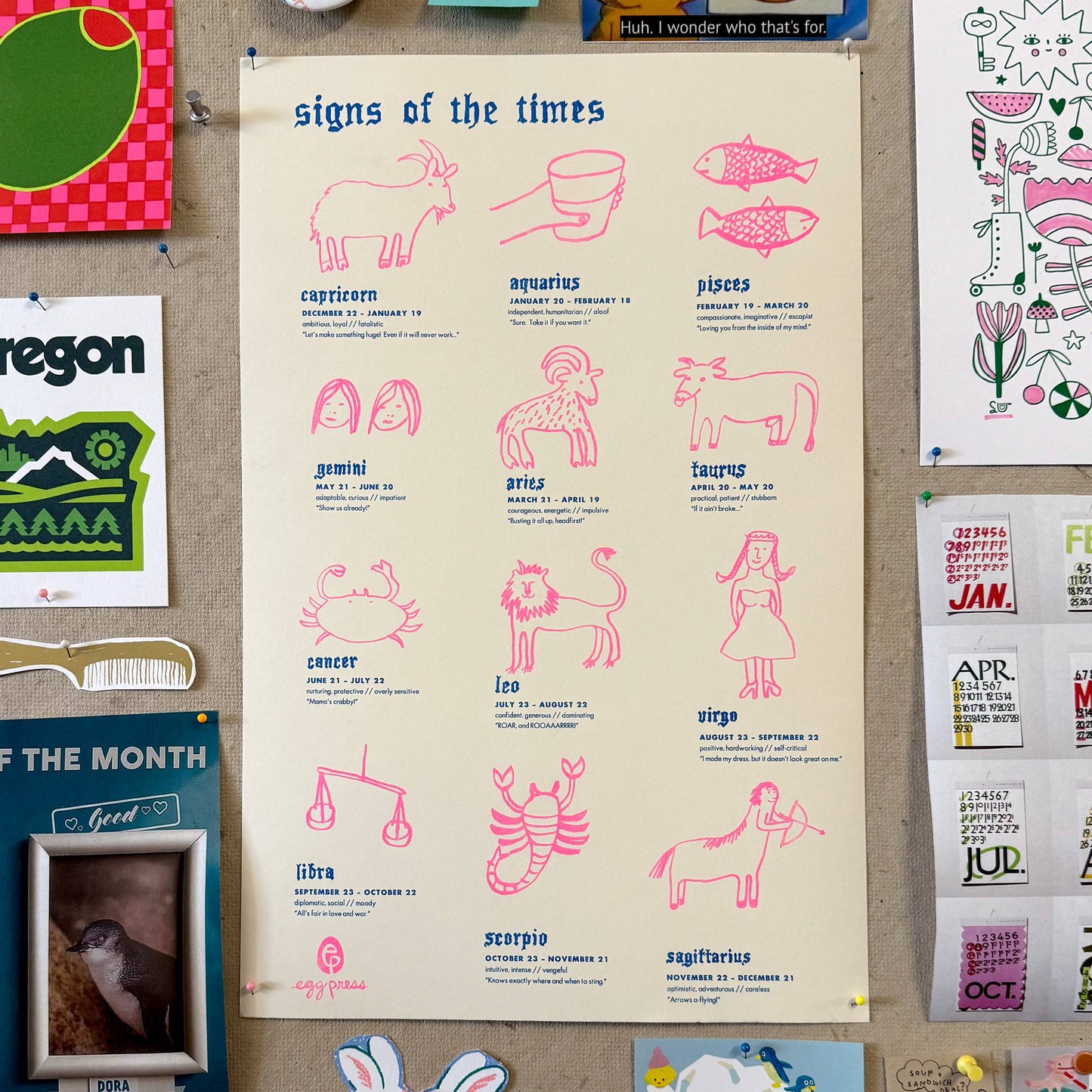 Zodiac Signs Risograph Print | Egg Press (OR)