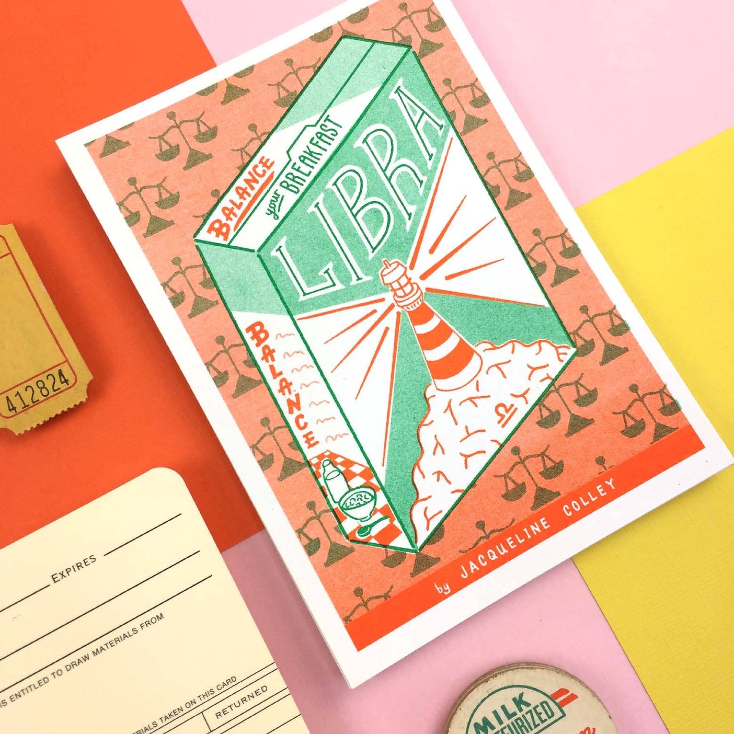 Libra Zodiac A6 Risograph Print | Jacqueline Colley (UK)