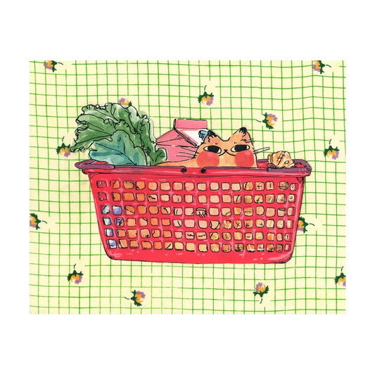 Basket Cat Art Print | Rebekah Evans (NC)