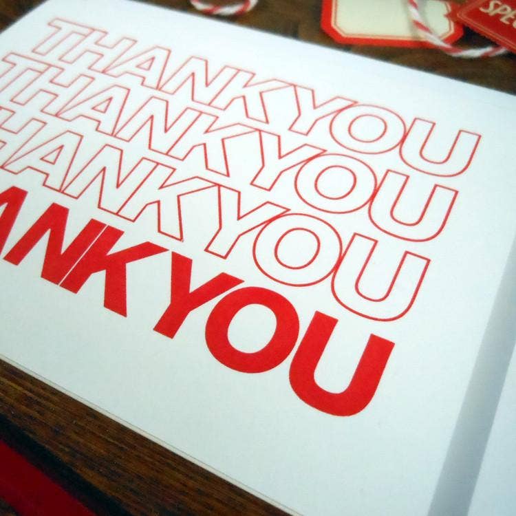 Thank You Bag Letterpress Card | Amber Favorite (IL)
