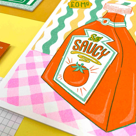 A5 Sauce Bottle Risograph Print | Jacqueline Colley (UK)