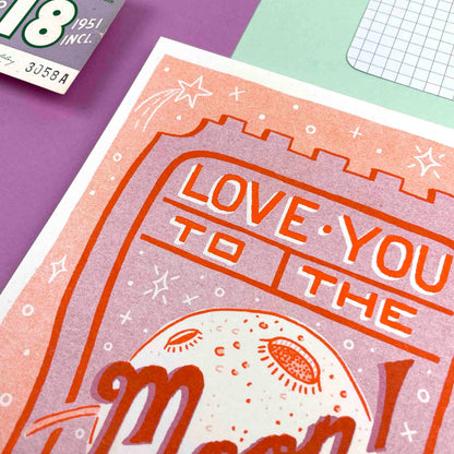 A5 to the Moon & Back Ticket, Risograph Print | Jacqueline Colley (UK)