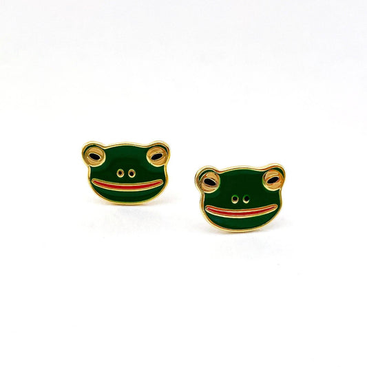 18k Gold Frog Enamel Earrings | Jenny Lemons (CA)