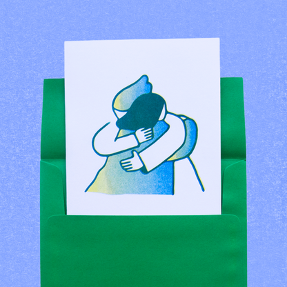 Here's a Hug risograph greeting card by Pencil and Post, alternate view 2