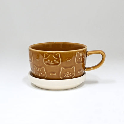 Calico Cat Coffee Mug With Saucer Lid | Nagomi (Japan)