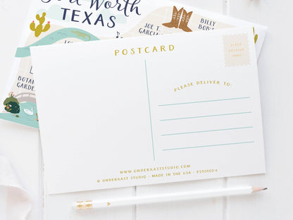 Fort Worth Map Postcard | Onderkast Studio (TX)