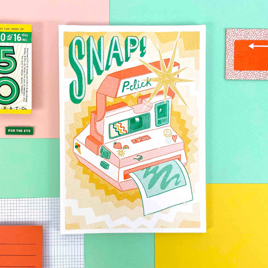 A5 Snap! Polaroid Camera Risograph Print | Jacqueline Colley (UK)