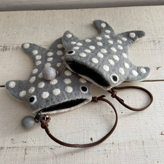 Whale Shark Wool Felt Zippered Pouch | Suica (Japan)
