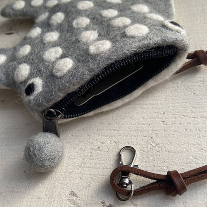Whale Shark Wool Felt Zippered Pouch | Suica (Japan)