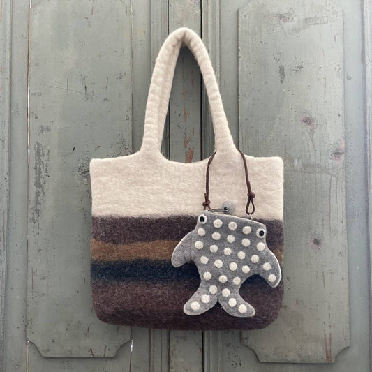 Whale Shark Wool Felt Zippered Pouch | Suica (Japan)