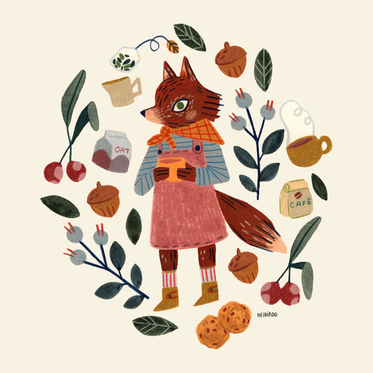Barista Fox Art Print | Heidi Moreno (CA)