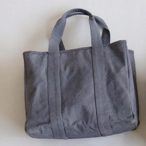 Canvas Partitioned Large Tidy Tote Bag | Grey | Horn Please (Japan)