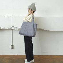 Load image into Gallery viewer, Canvas Partitioned Large Tidy Tote Bag | Grey | Horn Please (Japan)
