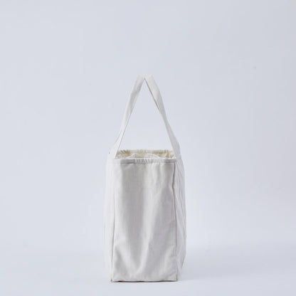 Canvas Partitioned Large Tidy Tote Bag | White | Horn Please (Japan)