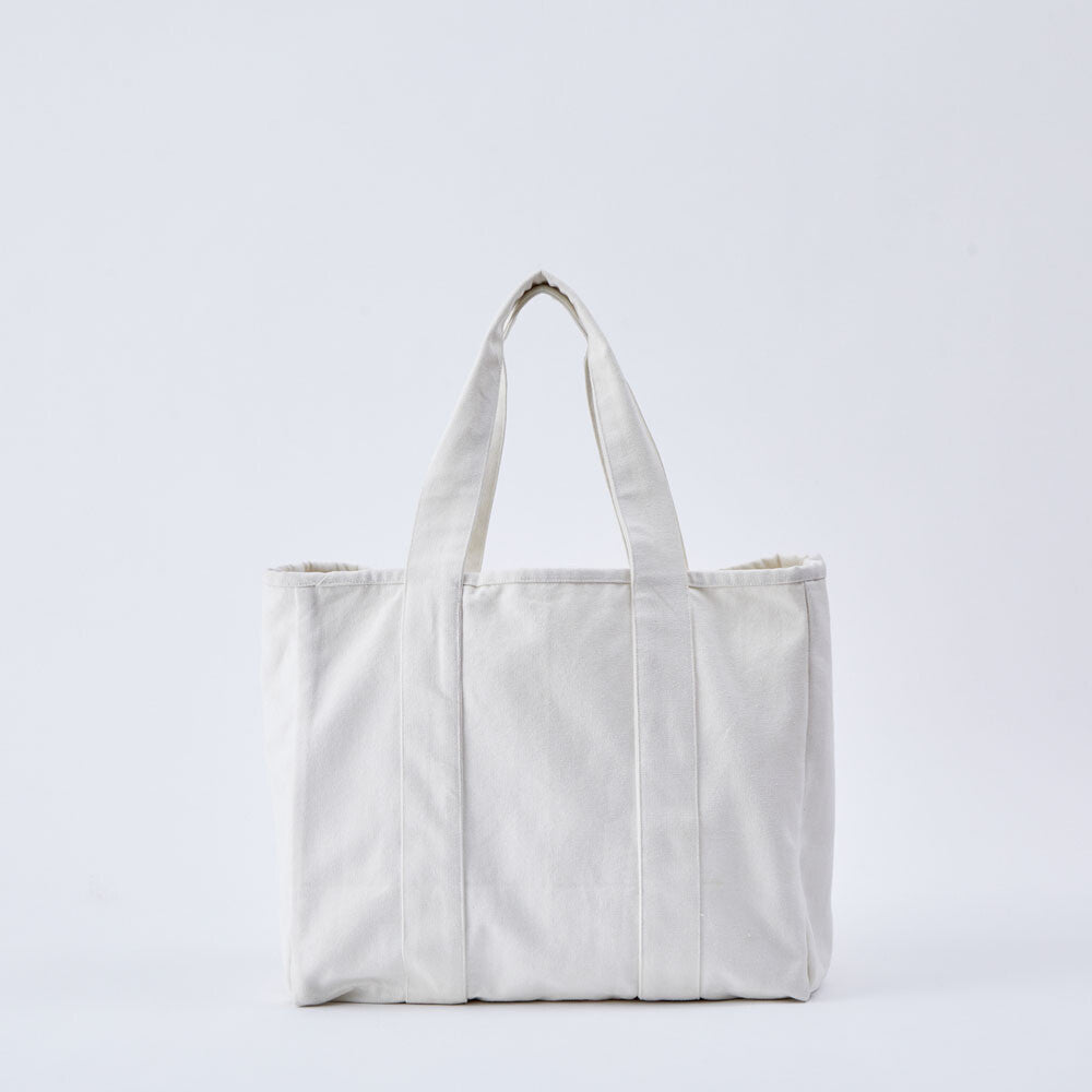 Canvas Partitioned Large Tidy Tote Bag | White | Horn Please (Japan)