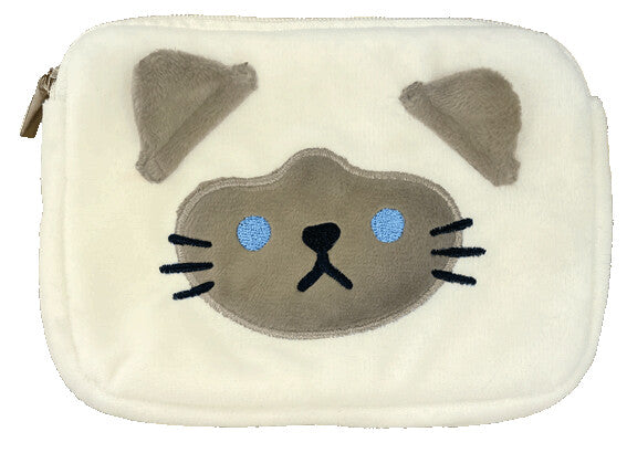 Felt Siamese Cat Zipper Mini Pouch (Japan)