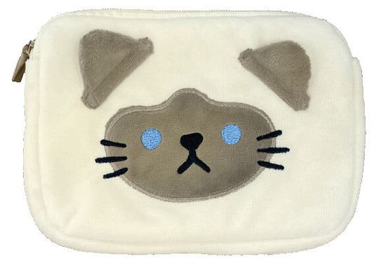 Felt Siamese Cat Zipper Mini Pouch (Japan)
