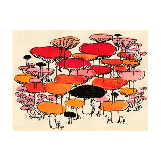 Mushrooms in Red, Orange, and Pink Art Print | Rebekah Evans (NC)